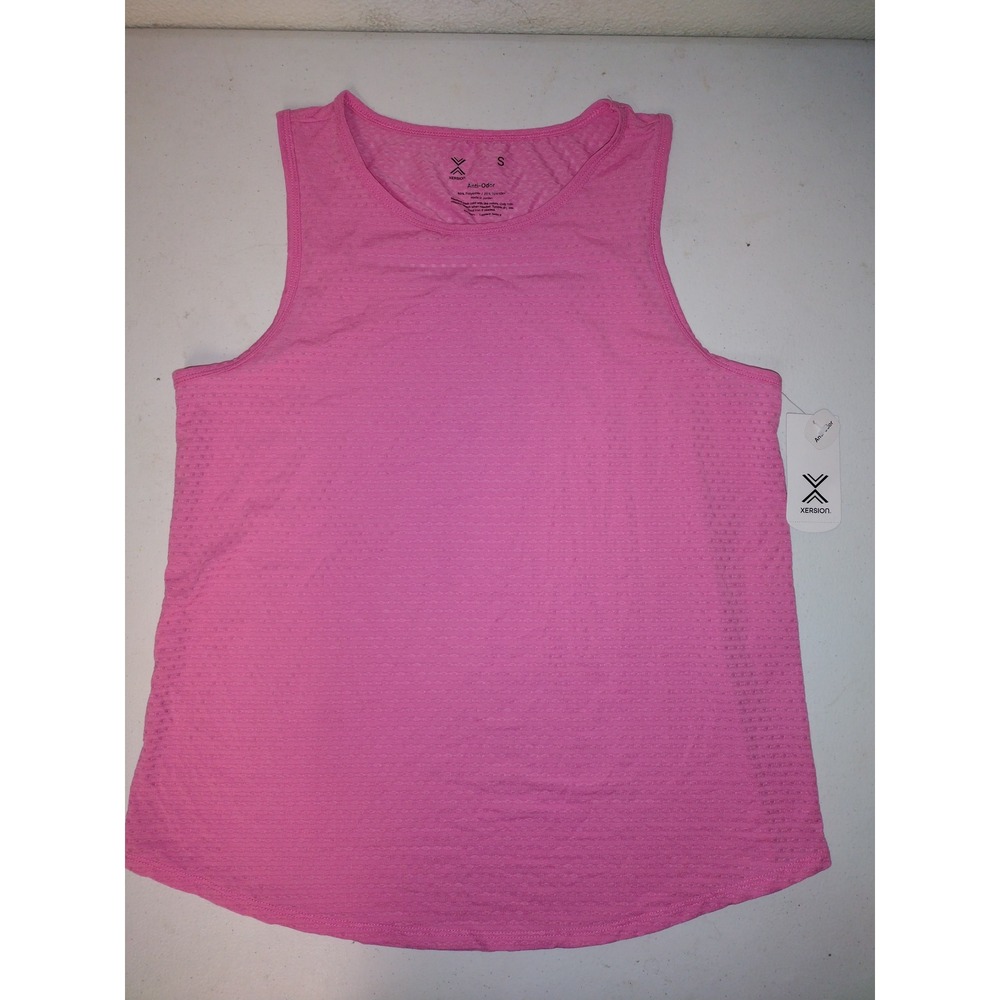 Xersion Womens Pink Textured Mesh Active Tank Top Anti-Odor Keyhole Back Size S